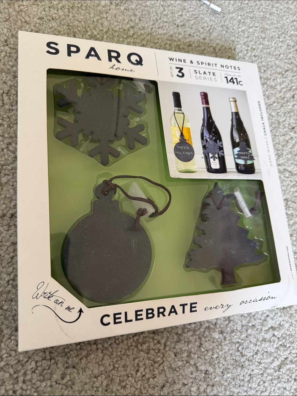 SPARQ Home Slate Wine & Spirit Tags - Gray